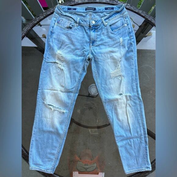Vigoss Jagger Skinny Classic Fit Distressed Jeans in Light Blue Wash - Size 27 - Picture 1 of 16